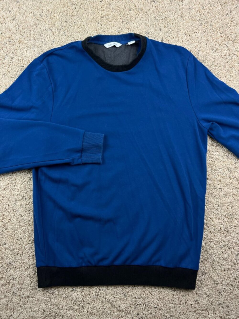 Calvin Klein Small Blue Black Logo Pullover Sweatshirt Sweater Polyrayon Silky